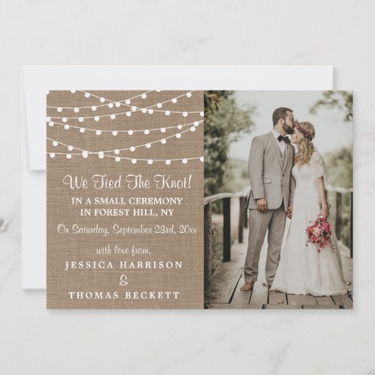 Faire-part Collection de Mariages Rustic Burlap (Devant)