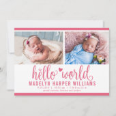 Faire-part Collection photo moderne Berry Rose Hello World (Devant)