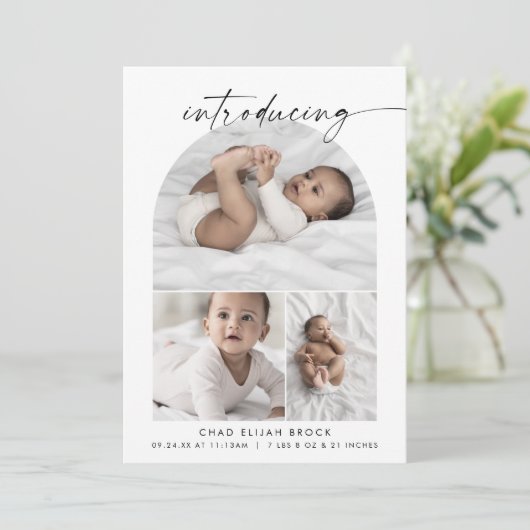 Faire-part Collection photo moderne Boho Arch Naissance (Debout devant)