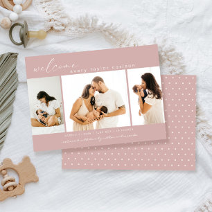 Faire-part Collection photo moderne Naissance rose