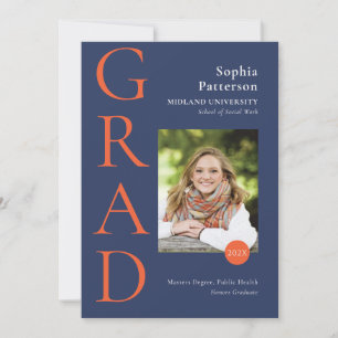 Faire-part College Graduate Photo Blue & Orange