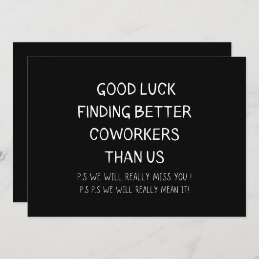 Faire-part Collègue quittant Coworker Quitter Funny New Job (Devant / Derrière)