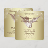 Faire-part Colombe dorée élégante en mémoire commémorative d' (Devant / Derrière)