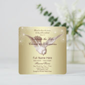 Faire-part Colombe dorée élégante en mémoire commémorative d' (Debout devant)