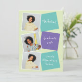 Faire-part Coloré 3 Photo Élémentaire (Debout devant)