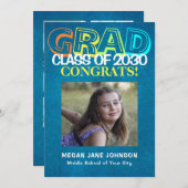 Faire-part Coloré 5 photos diplôme d'études secondaires (Devant / Derrière)