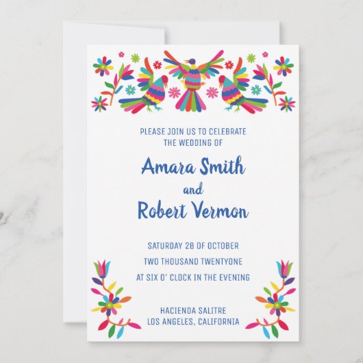 FAIRE-PART COLORÉ OTOMI MEXICAN (Devant)