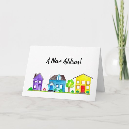 Faire-part Colorful watercolor houses New address card (Devant)
