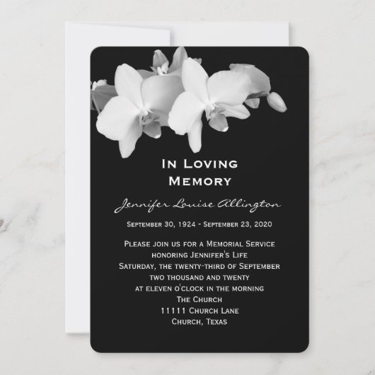 Faire-part commémoratif - Orchidées (Devant)