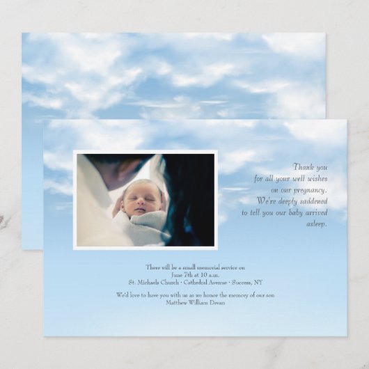 Faire-part commémoratif Stillborn (Devant / Derrière)