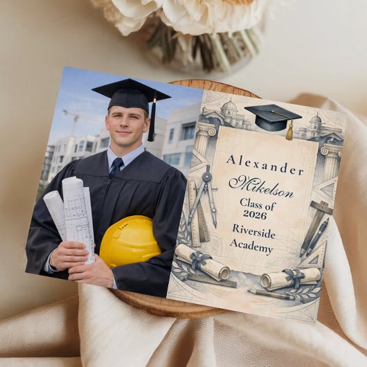 Faire-part Conception de diplôme d'étudiant en architecture d