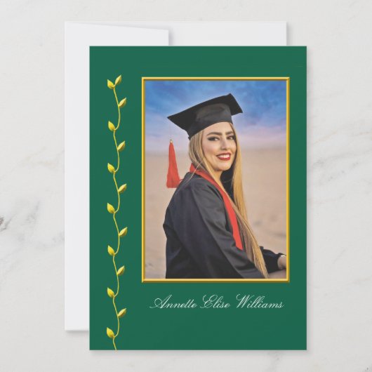 Faire-part Conception de lierre doré avec annonce de diplôme (Devant)
