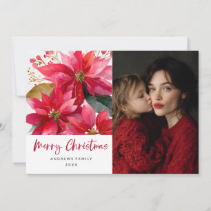 Faire-part Conception de poinsettia de Noël à l'aquarelle