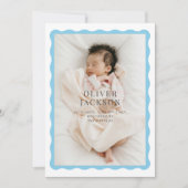 Faire-part Conception d'une bordure ondulée pour un bébé garç (Devant)