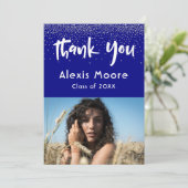 Faire-part Confetti d'argent sur la marine, photo 4e année Me (Debout devant)