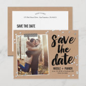 Faire-part Confetti Enregistrer La Date Carte Postale (Devant / Derrière)