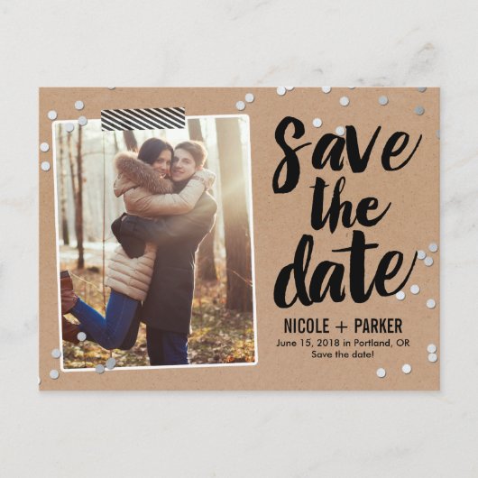Faire-part Confetti Enregistrer La Date Carte Postale (Devant)