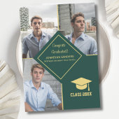 Faire-part Congrats Graduated Collage 3 Photos for Him Green
