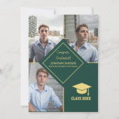 Faire-part Congrats Graduated Collage 3 Photos for Him Green (Devant)