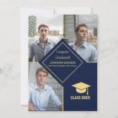 Faire-part Congrats Graduated Collage 3 Photos for Him Navy (Devant)