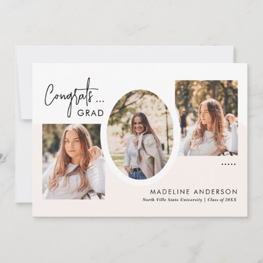 Faire-part Congrats Modernes Script 3 Photo Collage Graduatio (Devant)