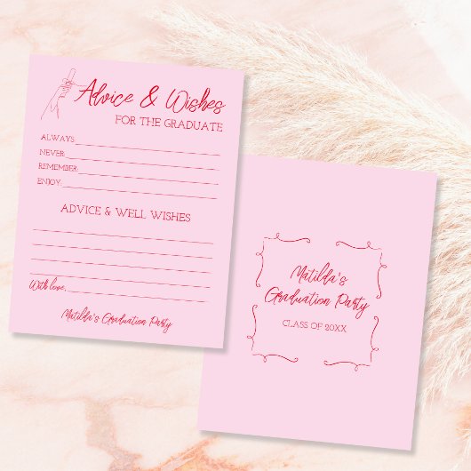 Faire-part Conseils & Souhaits Pour Les Diplômés Pink & Red C