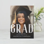 Faire-part Contemporain Gris Argent Gris Foil GRAD Photo (Debout devant)