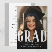 Faire-part Contemporain Gris Argent Gris Foil GRAD Photo (Devant / Derrière)