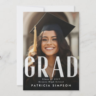 Faire-part Contemporain Gris Argent Gris Foil GRAD Photo