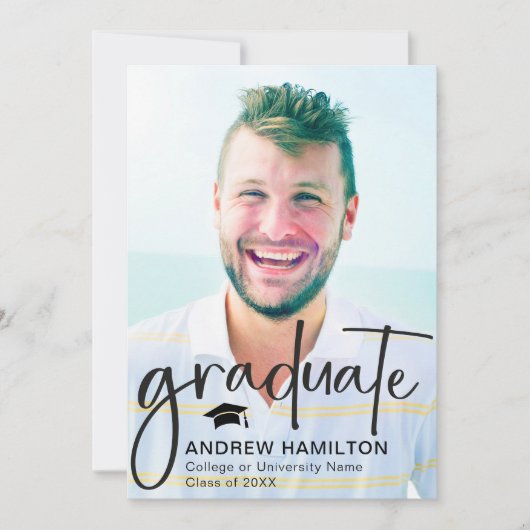 Faire-part Cool de la graduation de script moderne de deux ph (Devant)