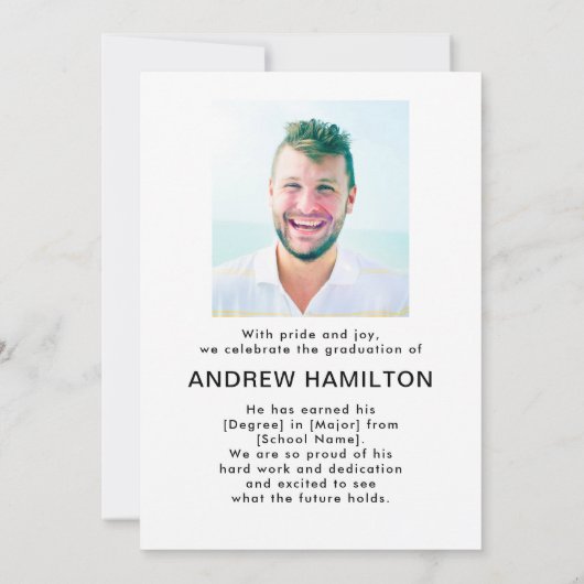 Faire-part Cool de la graduation de script moderne de deux ph (Dos)