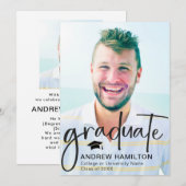 Faire-part Cool de la graduation de script moderne de deux ph (Devant / Derrière)