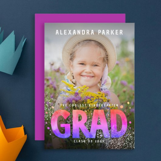 Faire-part Cool Girly Graduate violet rose dégradé Photo