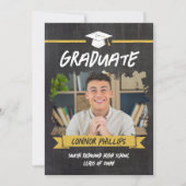 Faire-part Cool Jaune Chalkboard Graduation Photo (Devant)