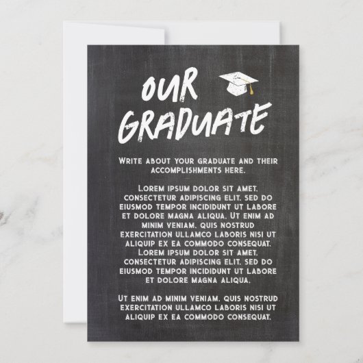 Faire-part Cool Jaune Chalkboard Graduation Photo (Dos)