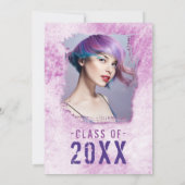 Faire-part Cool moderne 4 Photo double face rose pourpre Grad (Dos)