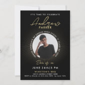 Faire-part Cool Moderne Graduation Black Gold Photo Invitatio (Devant)