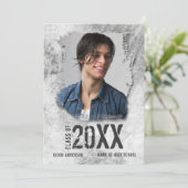 Faire-part Cool Moderne Grunge Double face Photo Gradué (Debout devant)