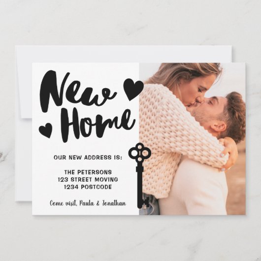 Faire-part Cool moderne Script Nouveau Accueil touche photo d (Devant)