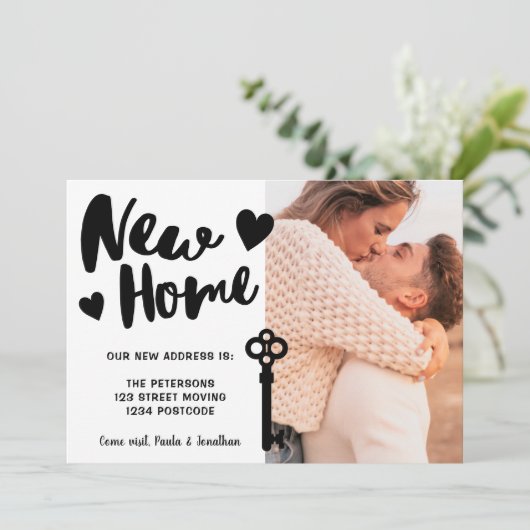 Faire-part Cool moderne Script Nouveau Accueil touche photo d (Debout devant)