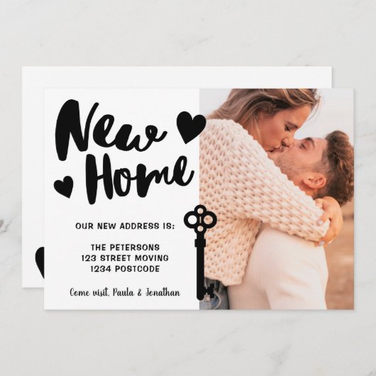 Faire-part Cool moderne Script Nouveau Accueil touche photo d (Devant / Derrière)