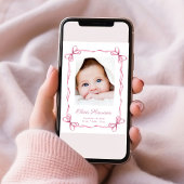Faire-part Coquette Bows Baby Girl Photo Naissance