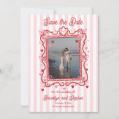 Faire-part Coquette Hearts & Bows Wedding Save the Date (Devant)