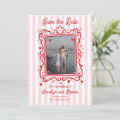 Faire-part Coquette Hearts & Bows Wedding Save the Date (Debout devant)