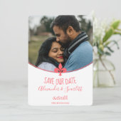 Faire-part Coral Fleur de Lis Photo Save The Date (Debout devant)