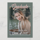 Faire-part Coral Orange Blush Red Sage Green Graduation (Devant)