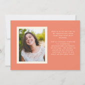 Faire-part Coral Retro Simplicité Photo Graduation (Dos)