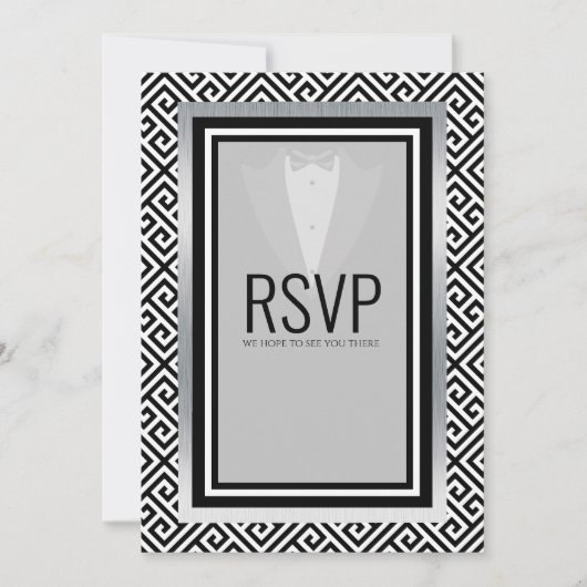 Faire-part Costume noir et argent pour enterrement de vie de  (Devant)