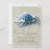 Faire-part Côte Bleu Blancs Coquillages Sable Déplacement (Devant)