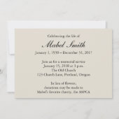 Faire-part côtier de cérémonie commémorative de (Dos)